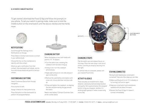 fossil watch instructions operating manual.